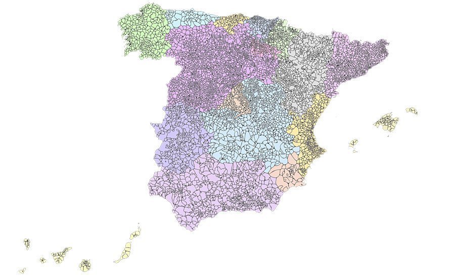 España se rompe... en el mapa municipal (Fuente: Wikipedia)
