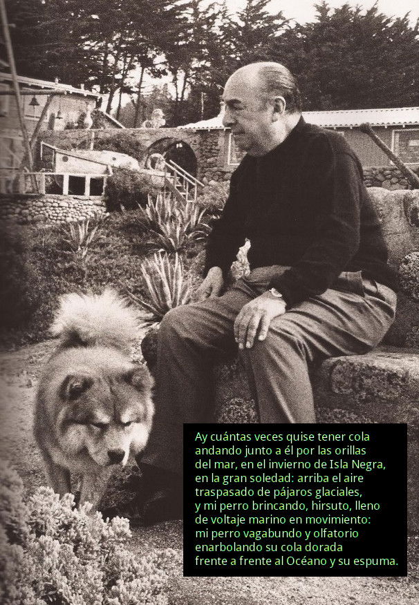 Pablo Neruda y su perro