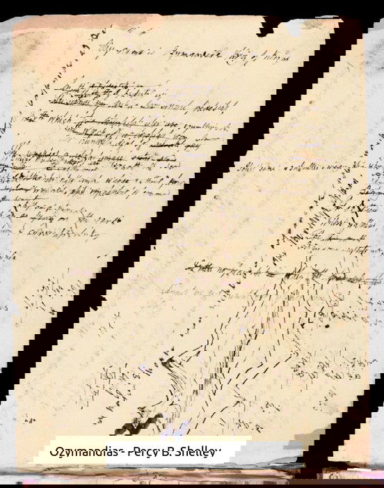 Percy B Shelley - Manuscript for Ozymiandias