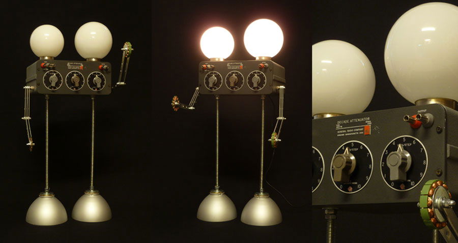 robot-decade-attenuator-atenuador-aparato-laboratorio-lampara-decoracion-general-radio-company-reutilizacion-dosdetres