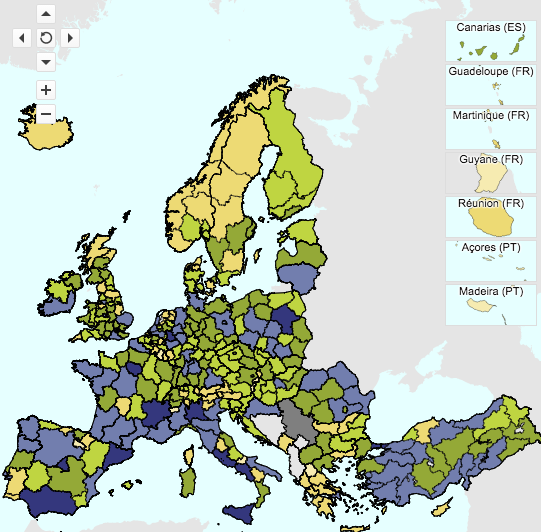 Mapa de población del Eurostat