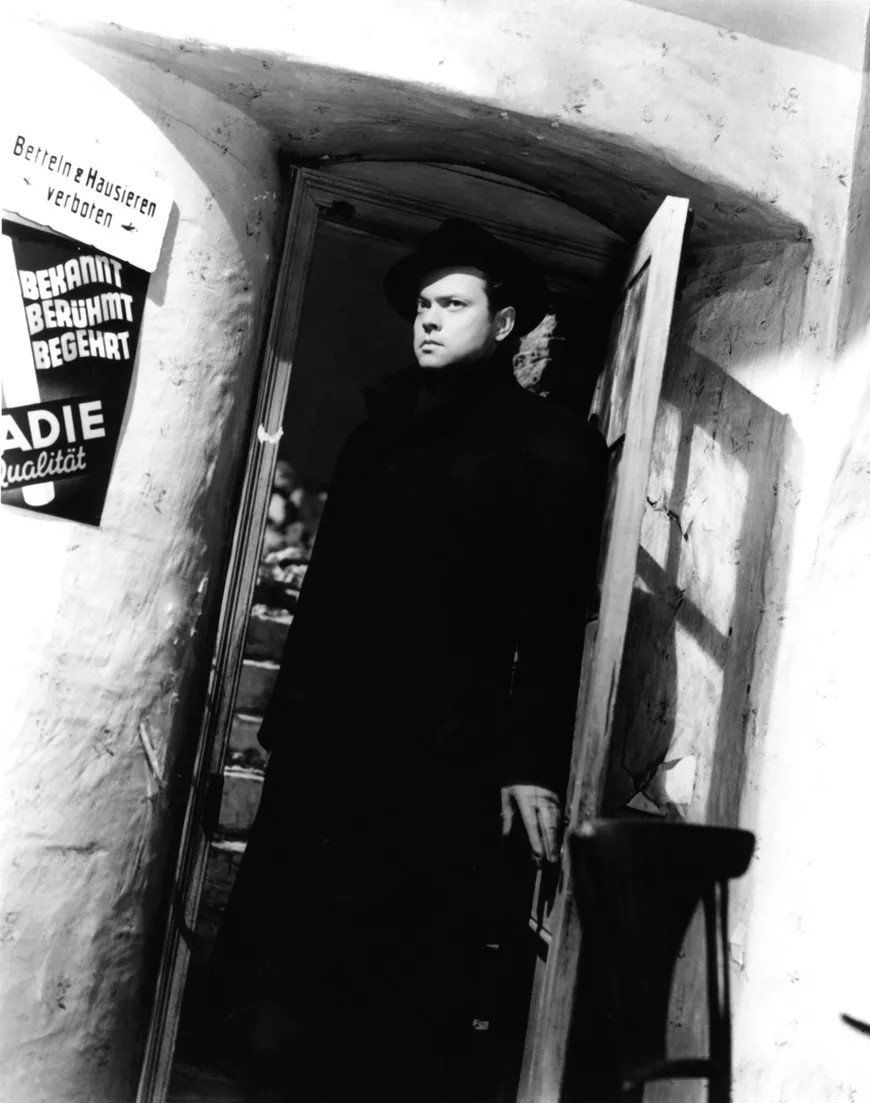 Orson Welles en "El tercer hombre" basada en la novela de Graham Greene